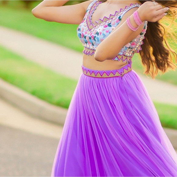 Soft net lilac/purple lengha - Picture 5 of 8